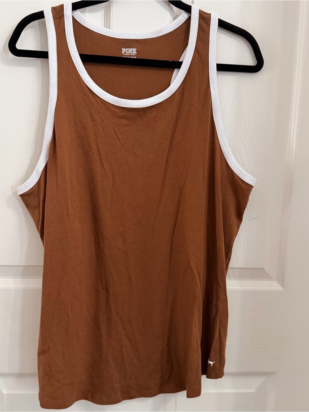 PINK Victoria's Secret Brown Tank Top with White Trim